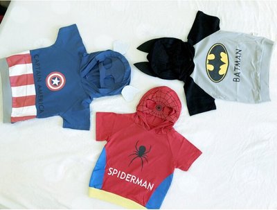 推薦ins英雄聯盟造型t恤男兒童短袖cosplay蝙蝠俠蜘蛛面罩連帽上衣