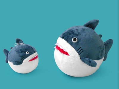 10.5"圓滾滾鯊魚 鯊魚造型玩偶 海洋生物玩偶 玩偶