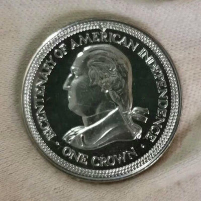 美國建國200周年喬治華盛頓頭像1976年馬恩島1克朗紀念幣