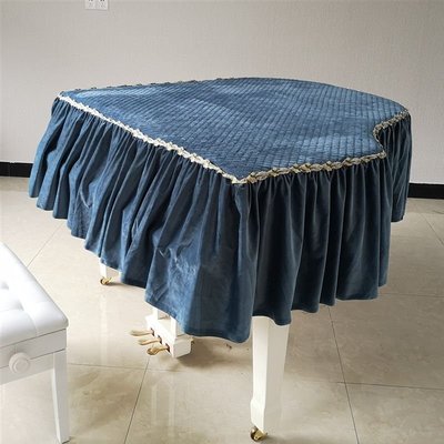 熱銷現貨-啟顏簡約現代藍色壓棉絲絨三角鋼琴罩鋼琴套防塵罩鋼琴遮蓋物~特價
