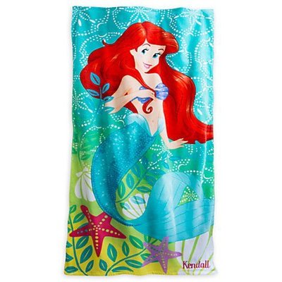 【安琪拉 美國童裝】Disney Store 美國迪士尼綠色小美人魚公主浴巾, 迪士尼公主浴袍泳衣泳裝袋