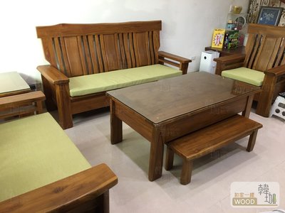 ［韓珈柚木wood]  奧蘭多小自然柚木椅組 1+2+3+大小茶几含一板凳  自然邊柚木沙發 全柚木手工傢俱（不含配件