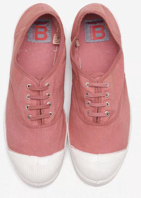 代購 法國22秋冬新款bensimon 基本款粉紅色綁帶帆布鞋