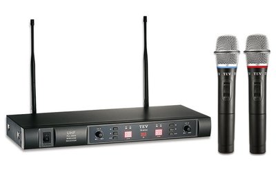 【昌明視聽】台灣電音 TEV TR-632U UHF 雙頻道接收 32頻道數位對頻  無線麥克風 附二支無線麥克風