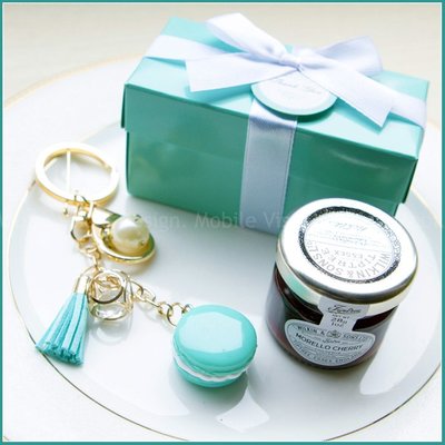 Double Love Tiffany盒「果醬+馬卡龍鑰匙圈」二入禮盒-婚禮小物.禮贈品.來店禮.送客戶送伴娘幸福朵朵