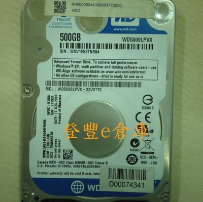 【登豐e倉庫】 YF55 WD5000LPVX-22V0TT0 500G SATA3 筆電 硬碟