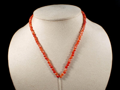 『保真』老玉市場-天然MOMO紅珊瑚4mm圓珠項鍊(總長40.5cm)