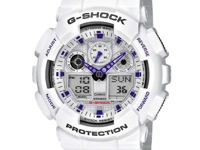[專業模型] 石英錶 [CASIO GA-100A] 卡西歐G-SHOCK 飛行儀錶-[白色面+指針+液晶]計設/時尚/