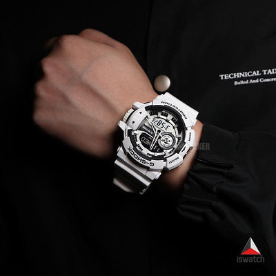 卡西歐 G-Shock GA-400-7A 黑色白色樹脂錶帶數字模擬男士運動手錶