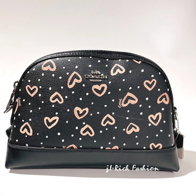 就愛精品店❤️ COACH 黑色PVC材質愛心塗鴉貝殼斜背包-附提袋 #91152