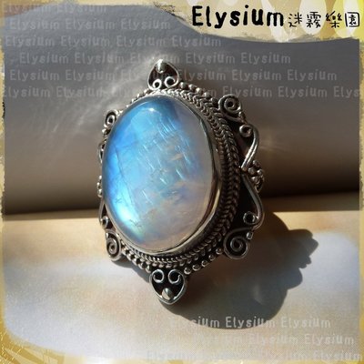 Elysium‧迷霧樂園〈RMS008J〉尼泊爾‧國際戒圍11或11.5_魔鏡款 透亮藍光 月光石925銀手工戒指