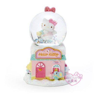 ♥小花凱蒂日本精品♥Hello Kitty2019聖誕節系列造型 玻璃 亮粉 水晶球 雪球 擺飾 裝飾 11702900