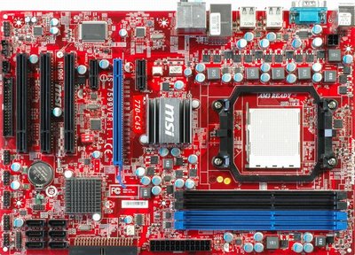 微星 770-C45 全固態電容主機板、770+SB710晶片組、PCI-E插槽、SATA、DDR3 RAM 附檔板