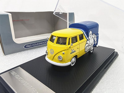 汽車模型 車模 收藏模型1/64 大眾巴士車模 T1 1963 米其林涂裝廂式貨車合金汽車模型