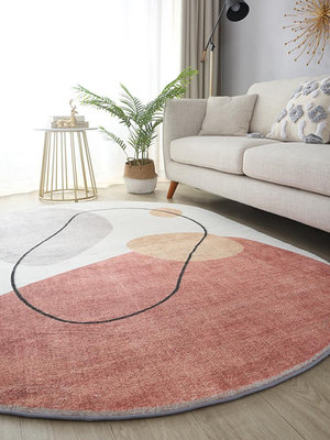 仿羊絨地毯客廳現代簡約沙發茶幾墊北歐輕奢抽象橢圓形臥室床邊毯~優優精品店