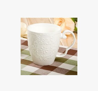 【熱賣精選】浮雕餐具蕾絲蝴蝶陶瓷咖啡杯 馬克杯 酸奶布丁杯湯杯 純白浮雕馬克杯子
