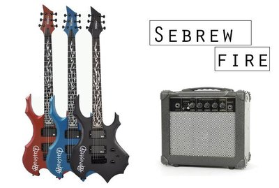 【奇歌】《Sebrew希伯萊，火燄二代電吉他+20W音箱》開放高質量拾音器，火焰指版(側音點)，厚棉琴袋+導線+全配