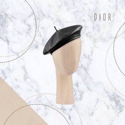 【哈極品】美品《Christian Dior 黑色小羊 蜜蜂刺繡 logo 貝雷帽D-DREAM》