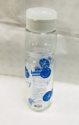1200ml日本製 直立式玻璃罐 冷水壺 泡茶壺 冷水瓶 玻璃壺 飲料瓶 玻璃瓶 藍色圖案百蓋