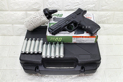 台南 武星級 KWC M&amp;P40 手槍 CO2槍 + CO2小鋼瓶 + 奶瓶 + 槍盒 ( 大嘴鳥BB槍BB彈玩具槍模型