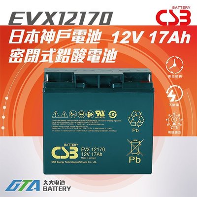 ✚久大電池❚ 神戶電池 CSB電池 EVX12170 品質壽命超越 NP18-12 PE12V18 WP20-12
