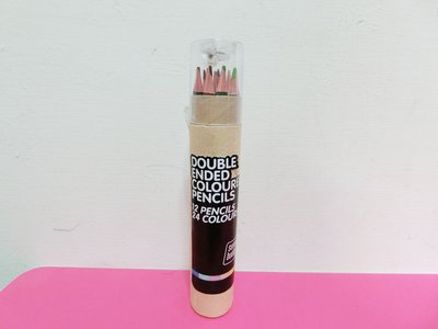 澳洲帶回~DOUBLE ENDED 彩色鉛筆/桶裝24色彩色色鉛筆/學生塗色桶裝/繪畫圓筒色鉛筆/可削式色鉛筆