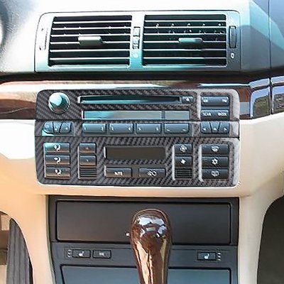 適用於BMW寶馬老3系E46內飾改裝真碳纖維卡夢多媒體按鍵裝飾框 汽車配件