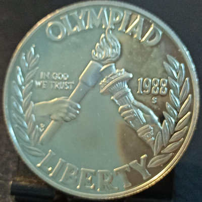 【二手】 美國1988年發行的漢城運動會精制紀念銀幣，保證真品放心275 錢幣 紙幣 硬幣【經典錢幣】