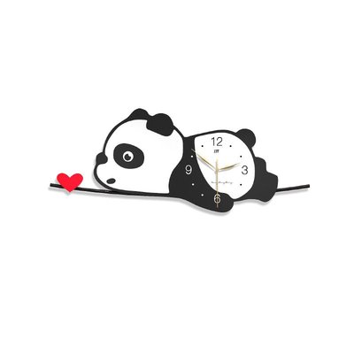 鐘表掛鐘客廳餐廳家用時尚簡約愛卡通熊貓兒童裝飾時鐘掛墻