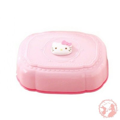 日本原裝 Hello Kitty 大臉粉色蝴蝶結附蓋肥皂盒防疫 三麗鷗 SANRIO 凱蒂貓 瀝水 浴室用品