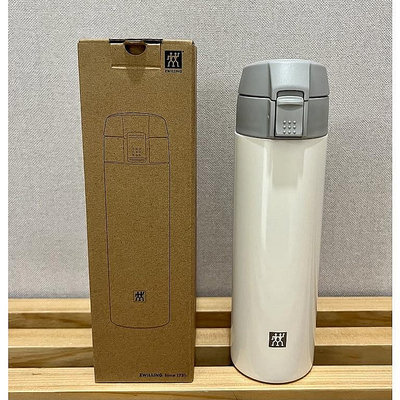 正品【Zwilling】德國 雙人牌 450ml 不鏽鋼真空彈蓋式保溫瓶（全新附盒）- 白色