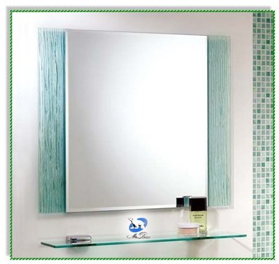 《台灣尚青生活館》化妝鏡 附玻璃平台 防霧鏡 浴鏡 明鏡 浴室衛浴鏡子 竹子型鏡 MA-825