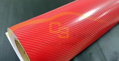 【C3車體彩繪工作室】最新4D款 紅 高仿真 光亮面 碳纖維 透氣孔 亮面 碳纖膜 卡夢 貼紙 4D 立體碳纖維 車身膜