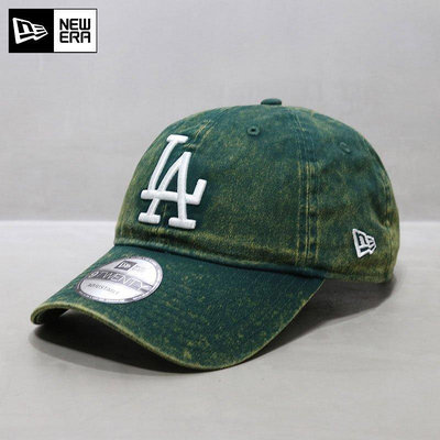 熱款直購#韓國NewEra帽子道奇隊大標軟頂la洗水做舊鴨舌帽MLB棒球帽綠色潮