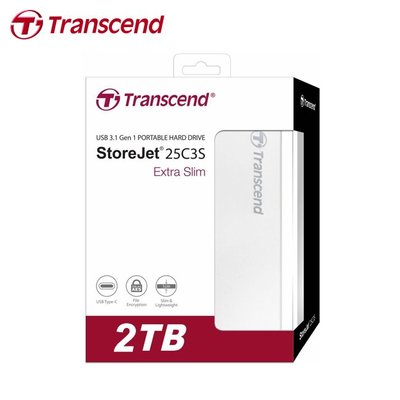 創見 StoreJet 25C3S 超薄鋁合金設計 2.5吋 外接硬碟 2TB (TS-25C3S-2TB)