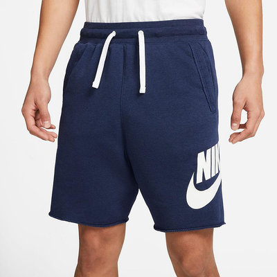 NIKE CLUB ALUMNI HBR FT SHORT 短褲 海軍藍 不修邊 男款 DX0503-410