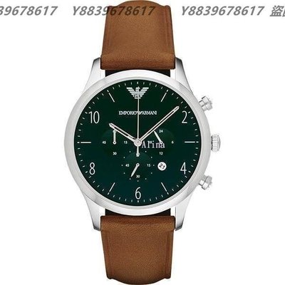 美國代購EMPORIO ARMANI 亞曼尼手錶 AR1941 經典石英錶 小牛皮錶帶 手錶 歐美代