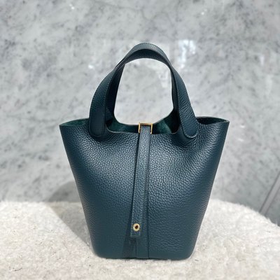 【翰貝格名牌館】全新真品 HERMES Picotin 18 6O 松柏綠 金釦 TC皮 菜籃子 水桶包 現貨