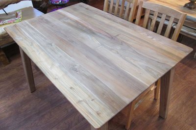 【肯萊柚木傢俱館】(訂製款)獨特自然 100%老柚木 無上色 大塊拼接 實木腳 實用耐用 餐桌 工作桌