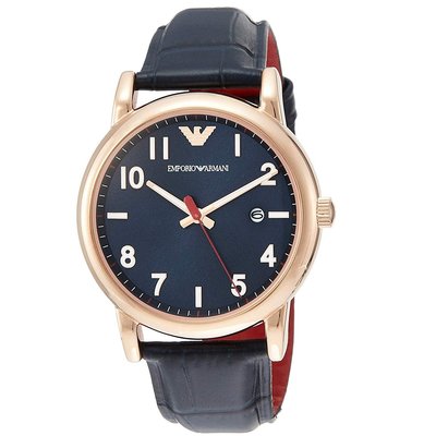 【美麗小舖】EMPORIO ARMANI 亞曼尼 43mm AR11135 深藍色真皮錶帶 男錶 手錶 腕錶-現貨在台