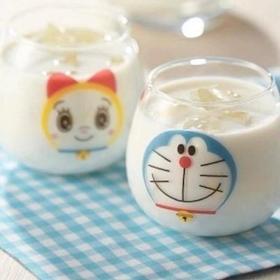 日本製 哆啦A夢 不倒翁玻璃杯 哆啦美 Doraemon 玻璃杯 飲料杯 牛奶杯 質感玻璃杯 簡約