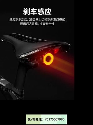 特賣 “自行車燈”洛克兄弟Q5智能感應剎車燈山地公路自行車尾燈警示快充夜騎行裝備