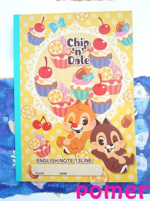 ☆POMER☆日本製DISNEY正品 Chip `n` Dale 嬰兒奇奇蒂蒂 蛋糕栗子塗鴉英文字母練習本記事本 筆記本
