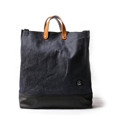 點子包【icleaXbag】 簡約XL號真皮帆布購物袋 手提包 含背帶 大容量 DG84