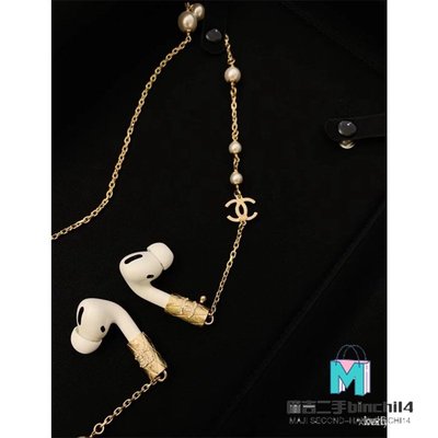 【二手】正品&Chanel香奈兒 城堡系列新款珍珠雙Clogo 耳機鏈項鍊