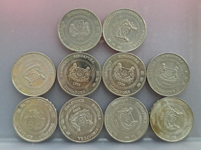 幣807 新加坡1990.93.95.97年50分硬幣 共10枚