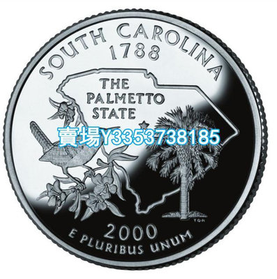 全新美國25分硬幣 50州紀念幣 2000年P版南卡羅來納州 24.3mm 紙幣 錢幣 紀念幣【古幣之緣】1671