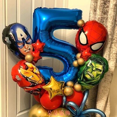 5 件/套超級英雄氣球蜘蛛俠綠巨人鋁箔氣球兒童玩具 0-9 歲生日派對裝飾嬰兒淋浴鋼鐵俠氣球