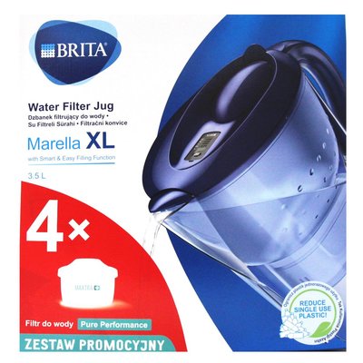 【易油網】【缺貨】平行輸入原裝進口BRITA Marella XL 3.5L藍色 濾水壺+濾心4個