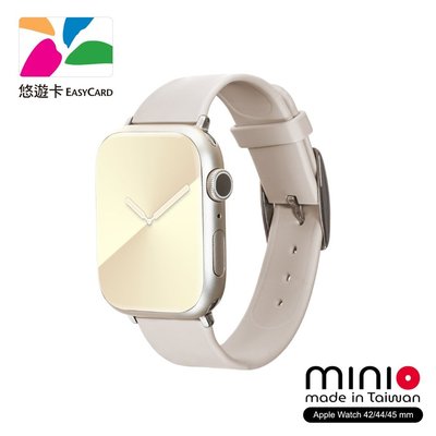 【 ANCASE 】 minio Apple Watch 悠遊卡矽膠錶帶_星光白（ 大 ）